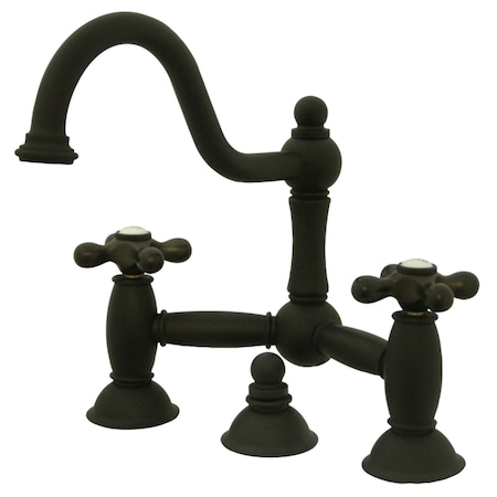 Kingston Brass KS3915AX Restoration Bathroom Bridge Faucet, Oil Rubbed Bronze KS3915AX